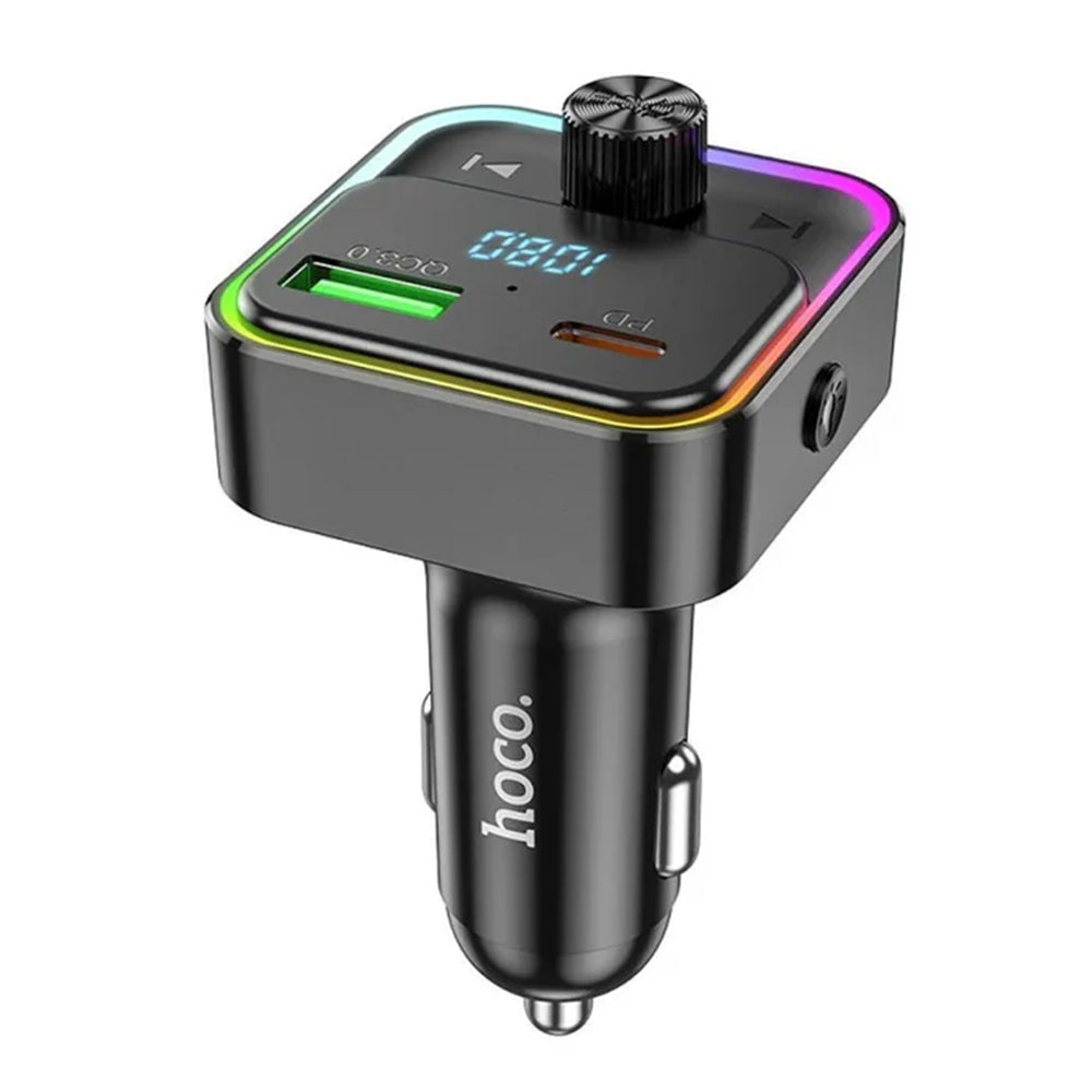 (48 W) Adaptateur de chargeur de voiture à charge rapide à deux ports USB-C et QC3.0 USB-A Transmetteur radio FM Bluetooth pour musique (48 W) Adaptateur de chargeur de voiture à charge rapide à deux ports USB-C et QC3.0 USB-A Transmetteur radio FM Bluetooth pour musique
